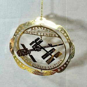 Kennedy Space Center Future Space Station Brass Gold Finish Christmas Ornament